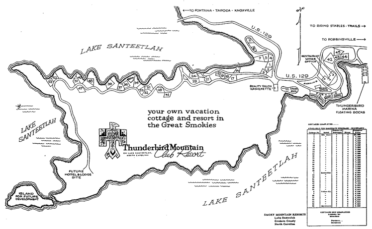 1960s Map of Thunderbird. Note plan for future hotel at lower left.